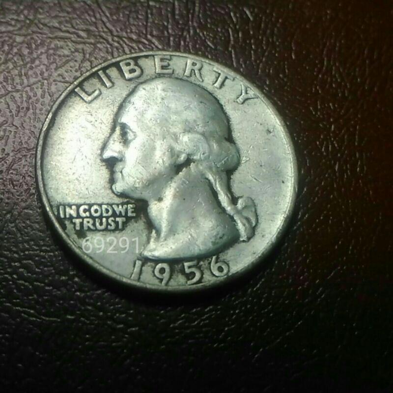 1956美國25美分銀幣，美國25美分硬幣，美國銀幣，銀幣，美國25分，錢幣，幣，紀念幣~1956年美國25美分硬幣-細節圖5