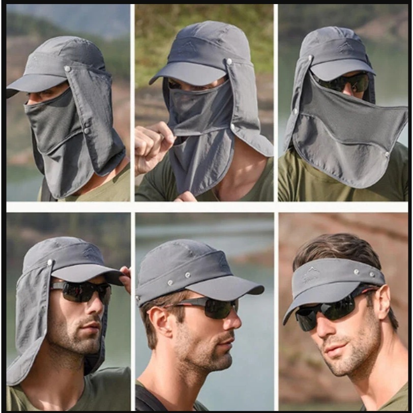 ~子甄彣璟~鴨舌帽 4合1 多功能 男女款 防曬帽 遮陽帽 面罩 帽子 防紫外線 釣魚帽 速乾帽 工作帽 登山帽 露營帽-細節圖4