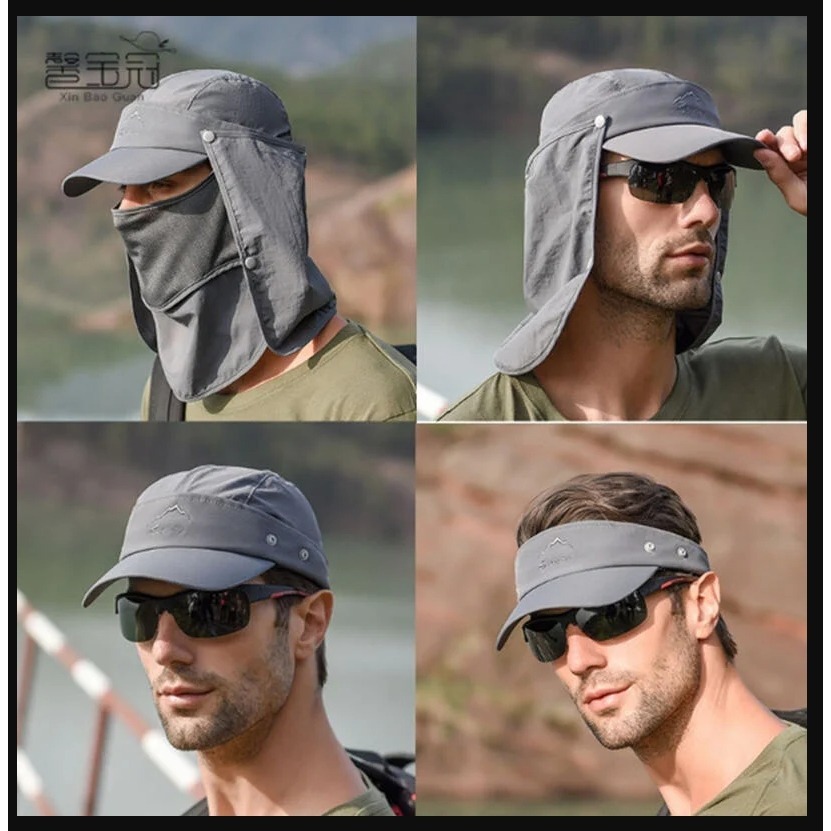 ~子甄彣璟~鴨舌帽 4合1 多功能 男女款 防曬帽 遮陽帽 面罩 帽子 防紫外線 釣魚帽 速乾帽 工作帽 登山帽 露營帽-細節圖8
