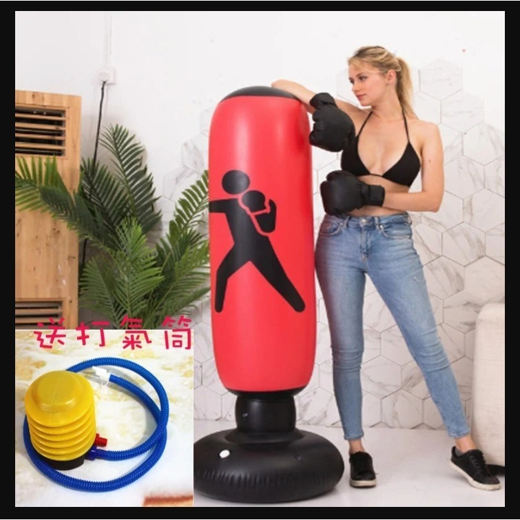 ~子甄彣璟~充氣沙袋160公分 拳擊不倒翁買就送充氣筒 回彈力強  沙包 出氣筒 發洩 泄憤玩具 拳擊 散打健身運動-細節圖9
