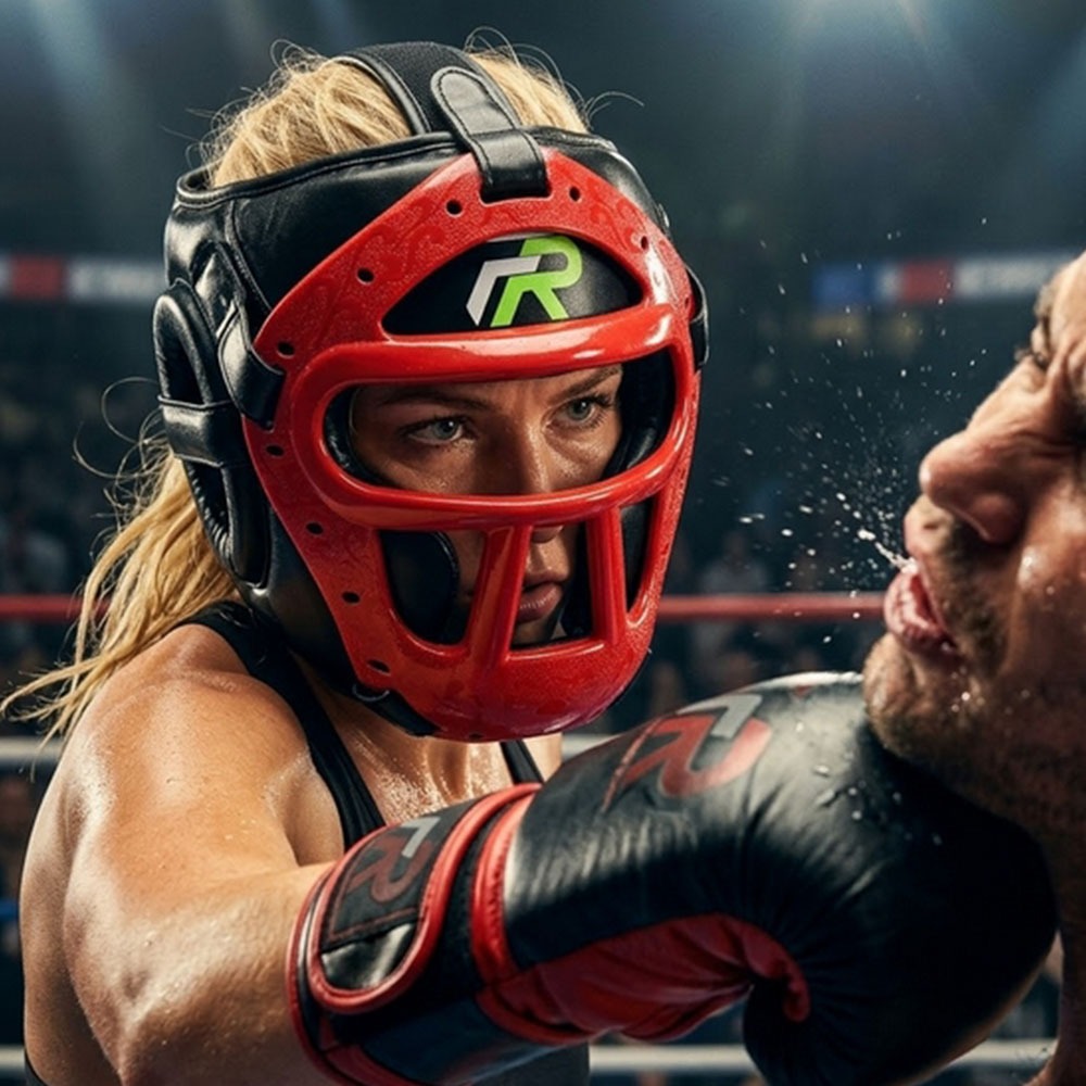 ~子甄彣璟~FRISKY 拳擊護頭面罩 拳擊頭盔 強化面罩 不擋視線 緩震護具 泰拳 MMA 散打 護頭具 運動防護-細節圖2