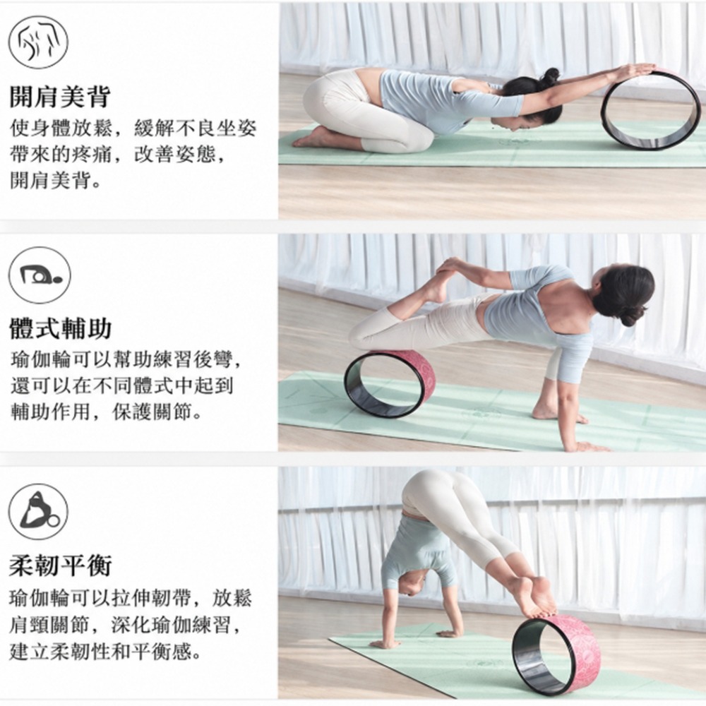 ~子甄彣璟~耐壓款-高強抗壓 PP合金內圈 瑜珈輪 達摩輪 後彎神器 瑜珈圈 普拉提圈 瑜伽輪 放鬆 平衡 紓壓健身器材-細節圖10