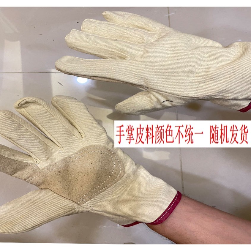 ~子甄彣璟~掌心加厚帆布手套 耐磨 耐熱 手套 勞保手套 防護手套 電焊 電機 機械 造船 工作手套-細節圖7