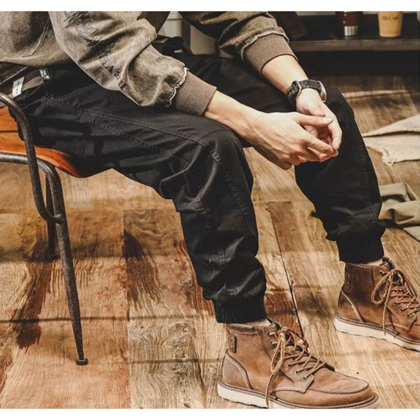 ~子甄彣璟~復古潮流 痞帥 哈倫褲 休閑褲 軍褲 戰術褲 束腳褲 工裝褲 工作褲 九分褲 褲子 長褲-細節圖6