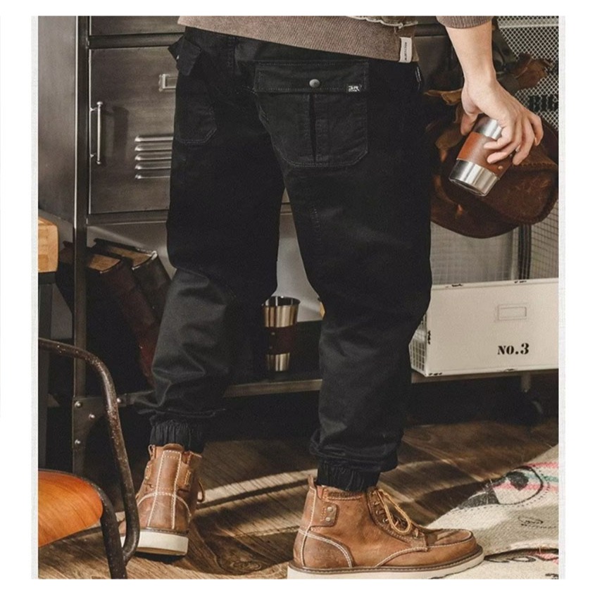 ~子甄彣璟~復古潮流 痞帥 哈倫褲 休閑褲 軍褲 戰術褲 束腳褲 工裝褲 工作褲 九分褲 褲子 長褲-細節圖7