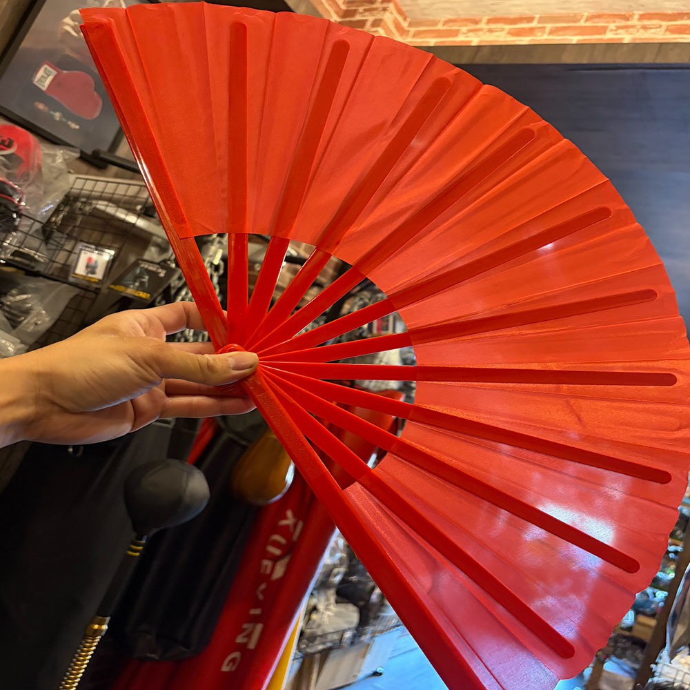 塑骨-紅色素面扇