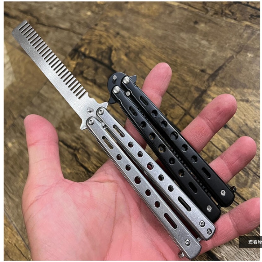 ~子甄彣璟~蝴蝶梳 花式翻轉 甩梳 扁梳 魔法梳 蝴蝶刀梳子 折疊梳 蝴蝶刀造型梳 不鏽鋼梳 梳子 油頭梳 剪髮刀-細節圖5