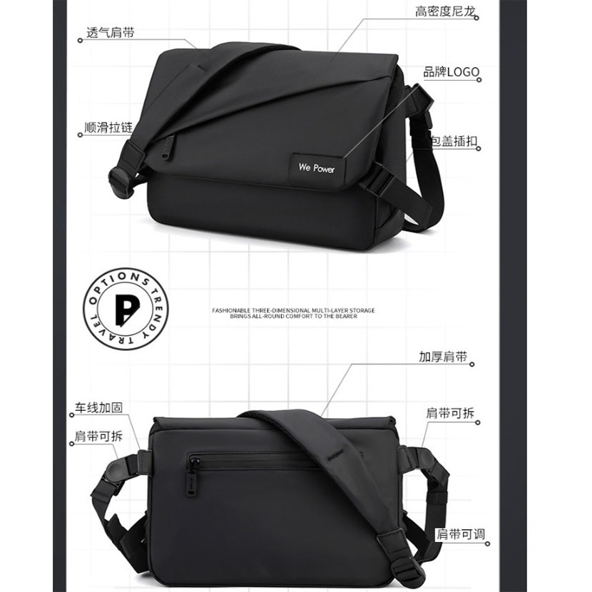 ~廣隆~側背包1100-31 郵差包 多功能大容量 斜背包 斜挎包 旅行包 防潑水 背包 錢包 單肩包 側肩包-細節圖8