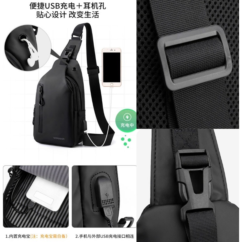 ~子甄彣璟~側背包1100-28 斜挎包 多功能大容量 斜背包 胸包 旅行包 防潑水 背包 錢包 單肩包 側肩包-細節圖7