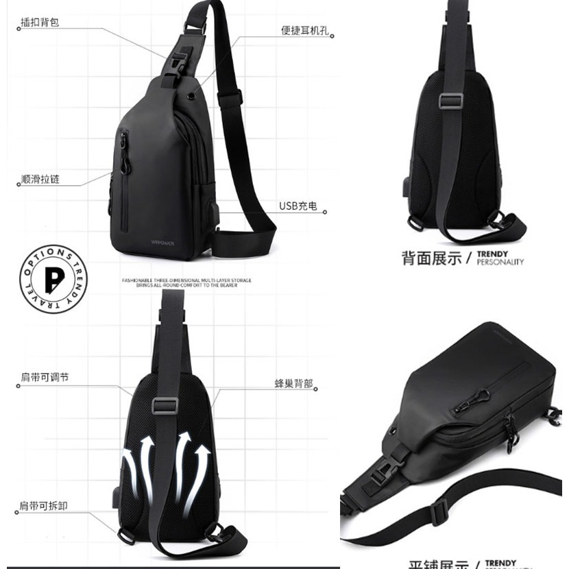 ~子甄彣璟~側背包1100-28 斜挎包 多功能大容量 斜背包 胸包 旅行包 防潑水 背包 錢包 單肩包 側肩包-細節圖8