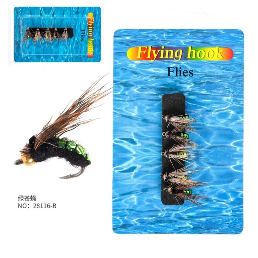 ~子甄彣璟~格裡菲斯 昆蟲 仿真餌 一盒5只卡裝飛蠅鉤 飛釣 擬餌 仿生餌 飛蠅鉤 仿生 飛蠅 蒼蠅 路亞假餌 毛鉤 路-細節圖8