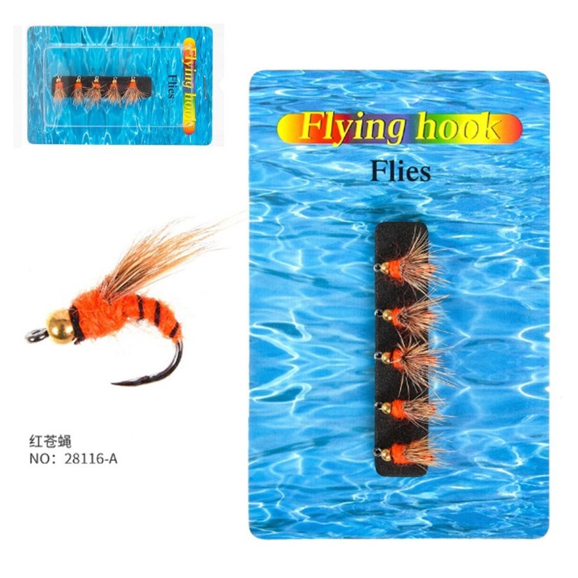 ~子甄彣璟~格裡菲斯 昆蟲 仿真餌 一盒5只卡裝飛蠅鉤 飛釣 擬餌 仿生餌 飛蠅鉤 仿生 飛蠅 蒼蠅 路亞假餌 毛鉤 路-細節圖9