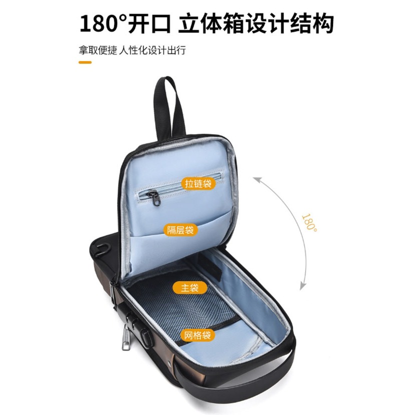 ~子甄彣璟~側背包X314 密碼鎖 斜挎包 多功能大容量 斜背包 胸包 旅行包 防潑水 背包 錢包 單肩包 側肩包-細節圖3
