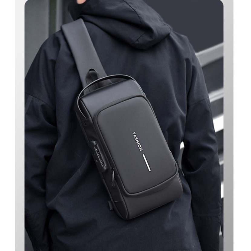 ~子甄彣璟~側背包X314 密碼鎖 斜挎包 多功能大容量 斜背包 胸包 旅行包 防潑水 背包 錢包 單肩包 側肩包-細節圖4