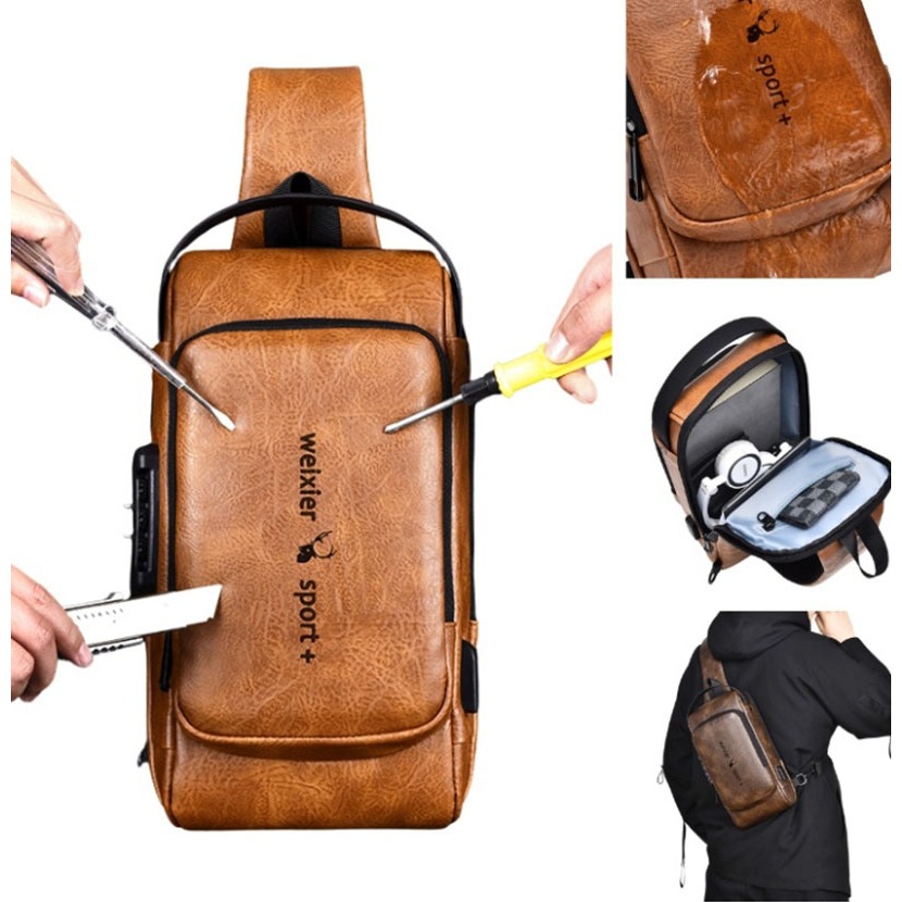 ~子甄彣璟~側背包X314 密碼鎖 斜挎包 多功能大容量 斜背包 胸包 旅行包 防潑水 背包 錢包 單肩包 側肩包-細節圖9