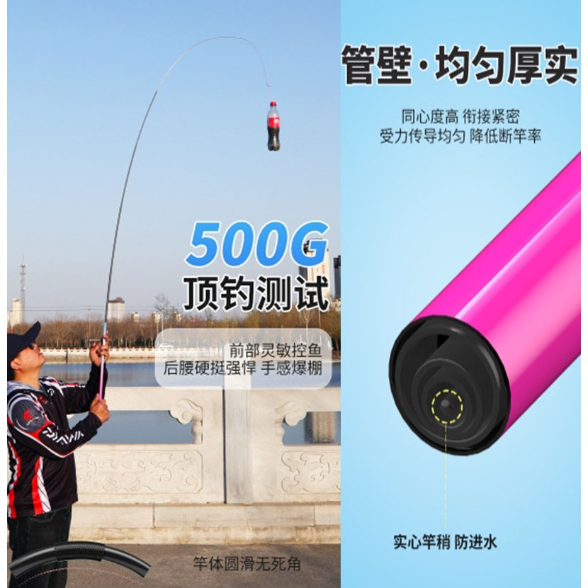 ~子甄彣璟~冰藍粉 28調 新手釣竿 小物竿 魚竿 超短迷你手竿 釣魚竿 溪流竿 釣蝦竿 玻璃鋼魚竿-細節圖2