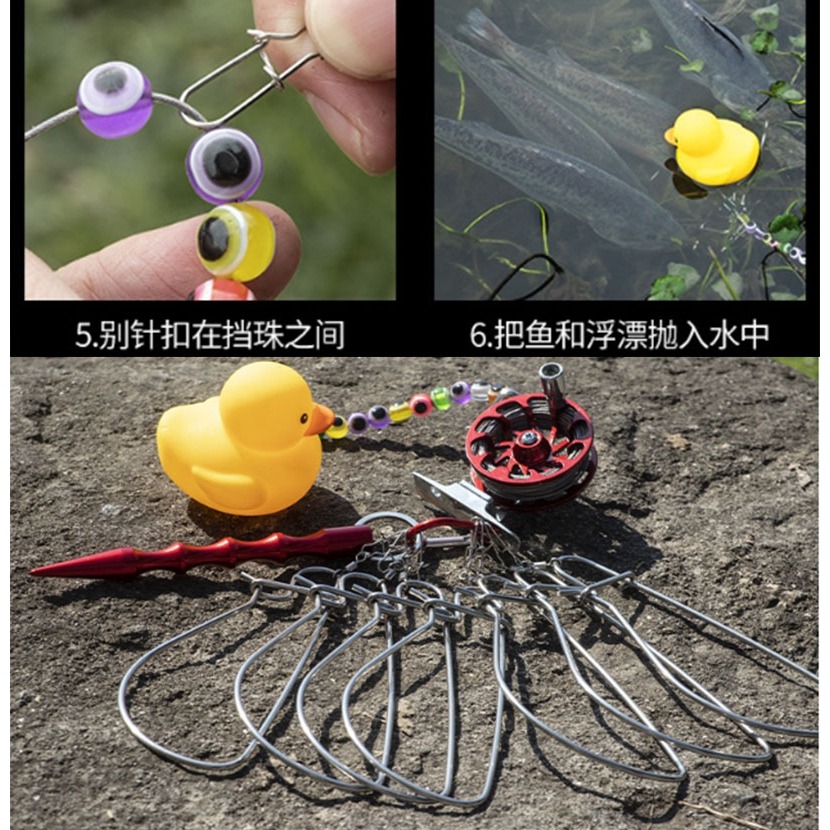 ~子甄彣璟~路亞活魚扣 不鏽鋼魚扣套 魚輪 捲線器 浮標 魚鎖 扣魚 鎖魚 釣魚自帶收納扣 易攜帶 不傷魚-細節圖8