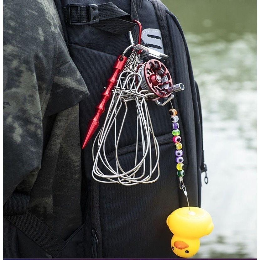 ~子甄彣璟~路亞活魚扣 不鏽鋼魚扣套 魚輪 捲線器 浮標 魚鎖 扣魚 鎖魚 釣魚自帶收納扣 易攜帶 不傷魚-規格圖8