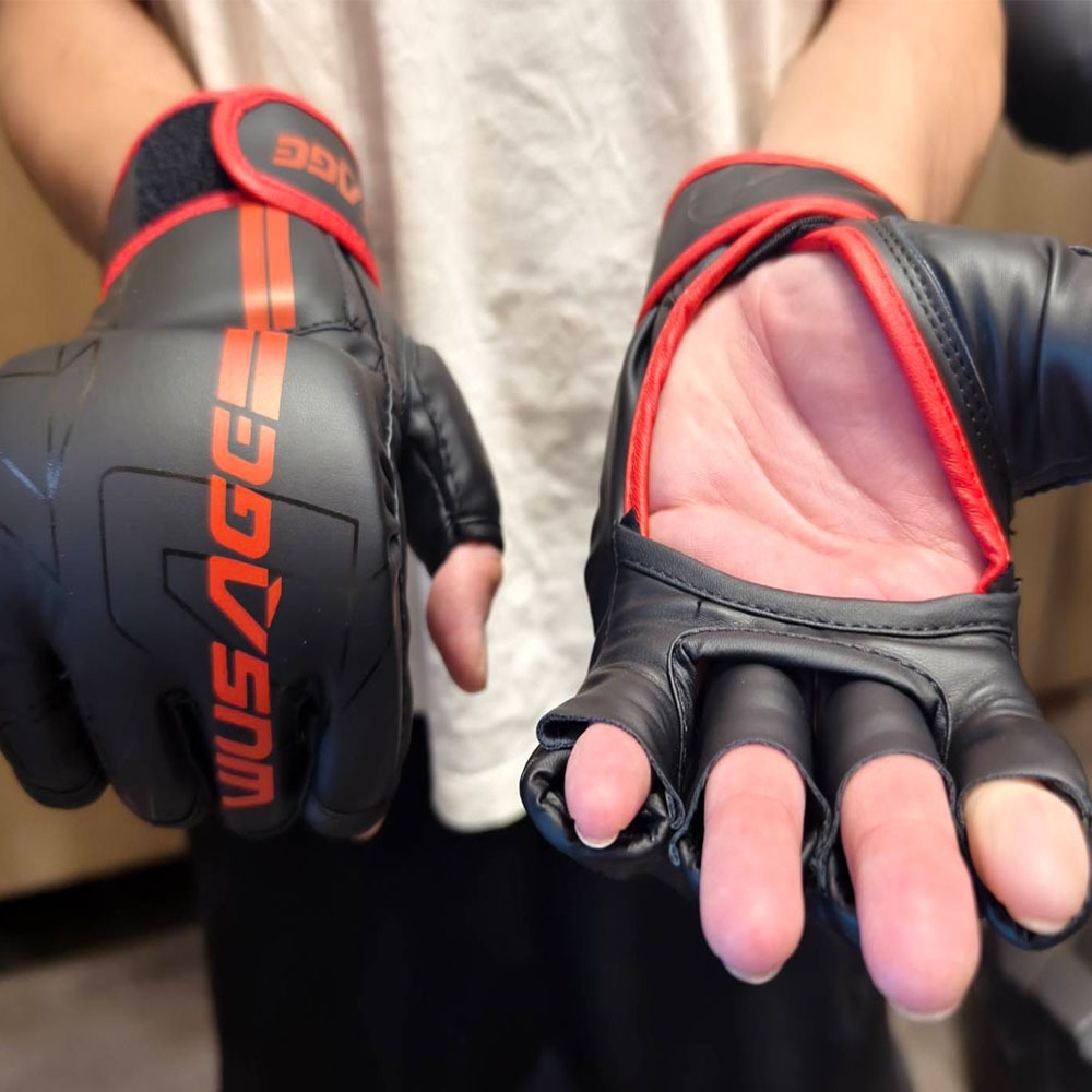 ~子甄彣璟~WUSAGE 2倍厚度拳峰 半指MMA拳套 拳擊手套 UFC散打手套 搏擊 格鬥 泰拳 打擊訓練 競賽練習-細節圖2