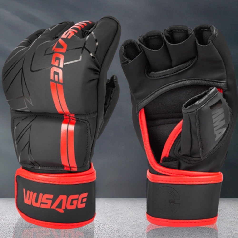 ~子甄彣璟~WUSAGE 2倍厚度拳峰 半指MMA拳套 拳擊手套 UFC散打手套 搏擊 格鬥 泰拳 打擊訓練 競賽練習-細節圖5