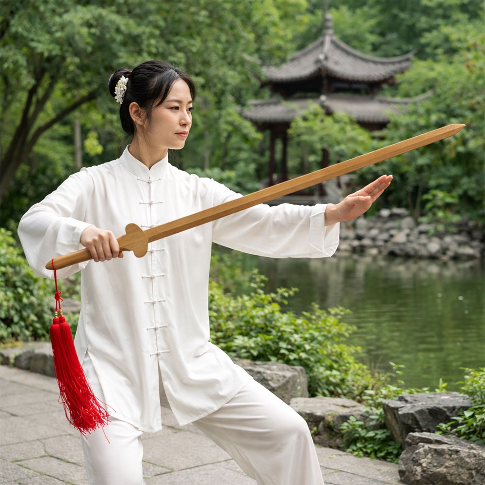 ~子甄彣璟~實心木劍 安全木劍 太極劍 堅硬耐摔 武術練習 木劍 太極拳  武術劍 練功劍 劍 晨練劍 表演劍 未開刃-細節圖7