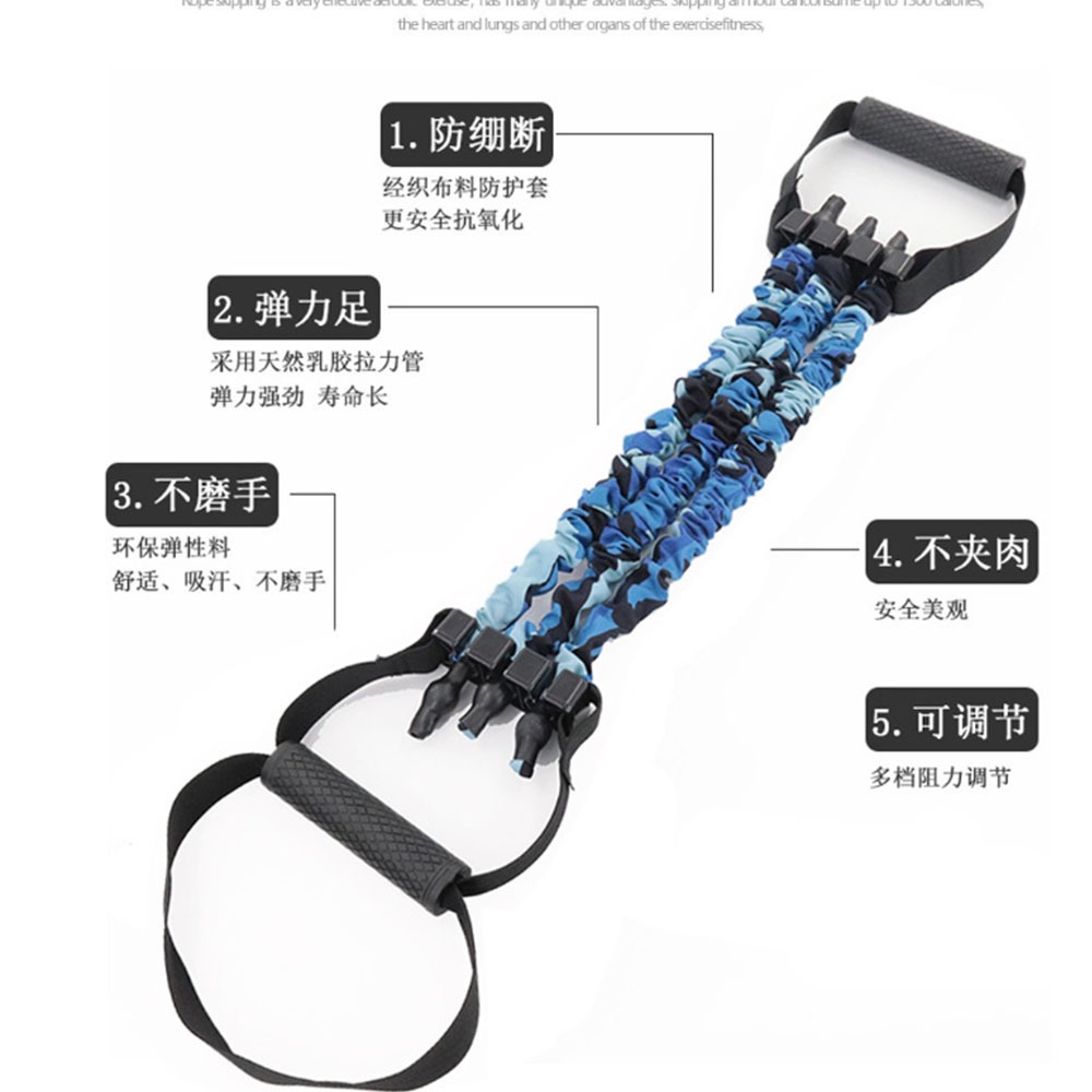 ~子甄彣璟~多功能擴胸拉力器 開肩拉背多功能訓練 三孔拉力管套 三管拉力繩 3檔阻力拉力器-細節圖4