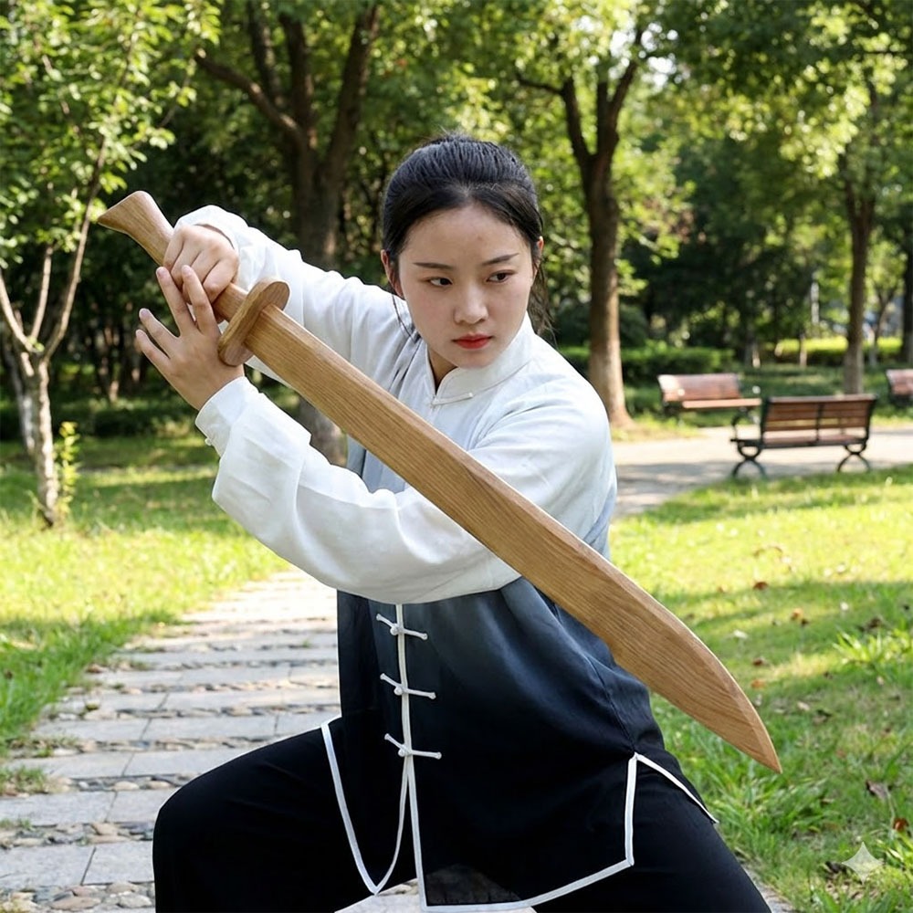 ~子甄彣璟~中國武術練習木刀 花刀 晨練木刀 太極拳 太極刀 表演刀 木刀 角色扮演 Cosplay 道具-細節圖3
