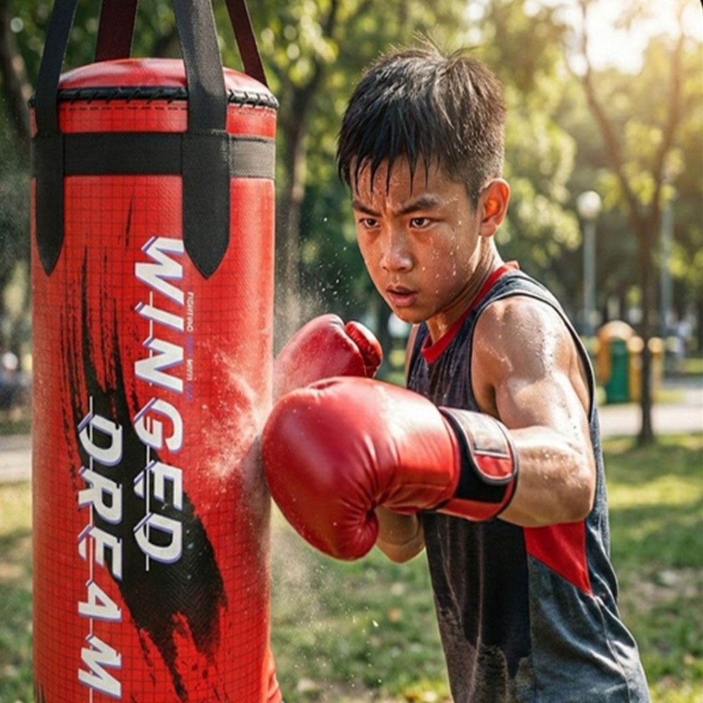 ~子甄彣璟~兒童拳擊沙包 加厚PU耐打不傷手 高彈力仿真手感 兒童沙袋 居家健身 反應訓練 跆拳道練習-細節圖7