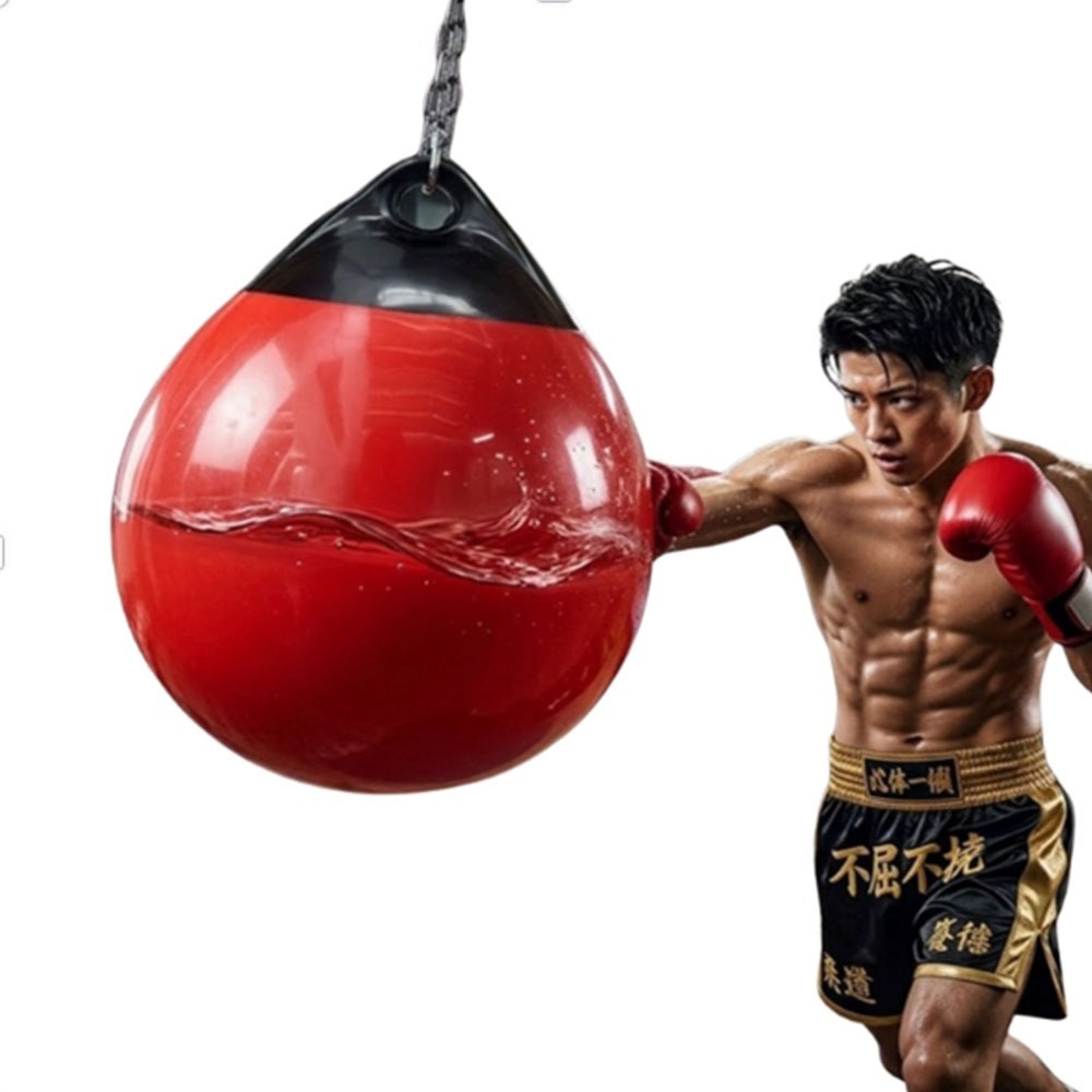 ~子甄彣璟~拳擊水球沙袋 加大型55*70cm 送不鏽鋼掛鏈+注水器 舒壓 泰拳 散打 擬真人打擊感 核心訓練-細節圖4