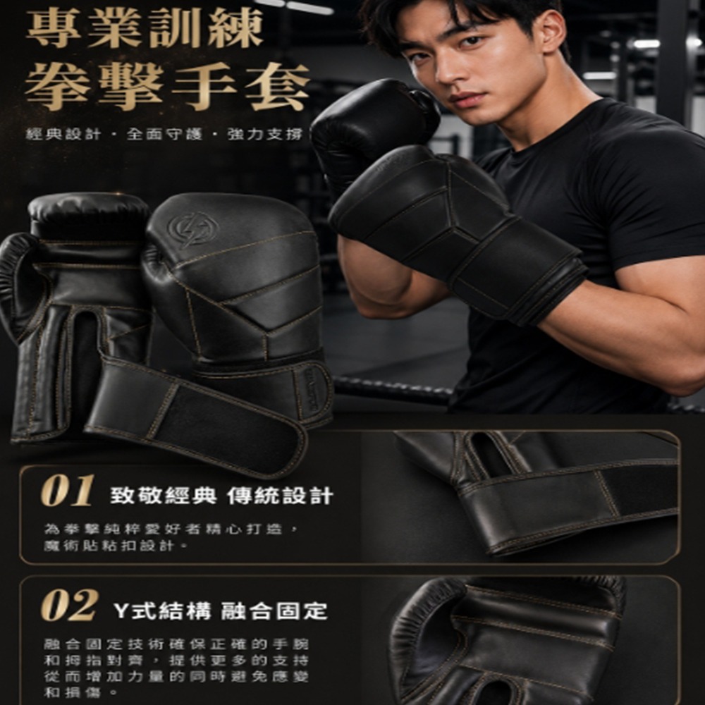 ~子甄彣璟~【超纖皮拳擊手套】拳擊訓練 泰拳 散打 格鬥 沙包 高彈減震 舒適透氣 人體工學設計 多層減震 拳館推薦款-細節圖4