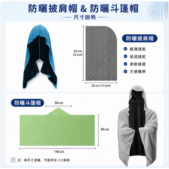 ~子甄彣璟~夏日抗暑神器 防曬斗篷帽 / 防曬披肩帽 冰感透氣 遮陽帽 涼感彈性排汗速乾 外送/釣魚/登山/海邊 機車族-細節圖9