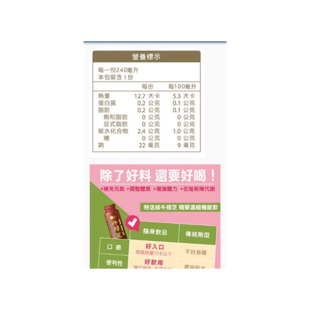 好市多現貨拆賣1瓶99元VisLife 牛樟芝PLUS機能飲240毫升#139579線上獨家-細節圖3