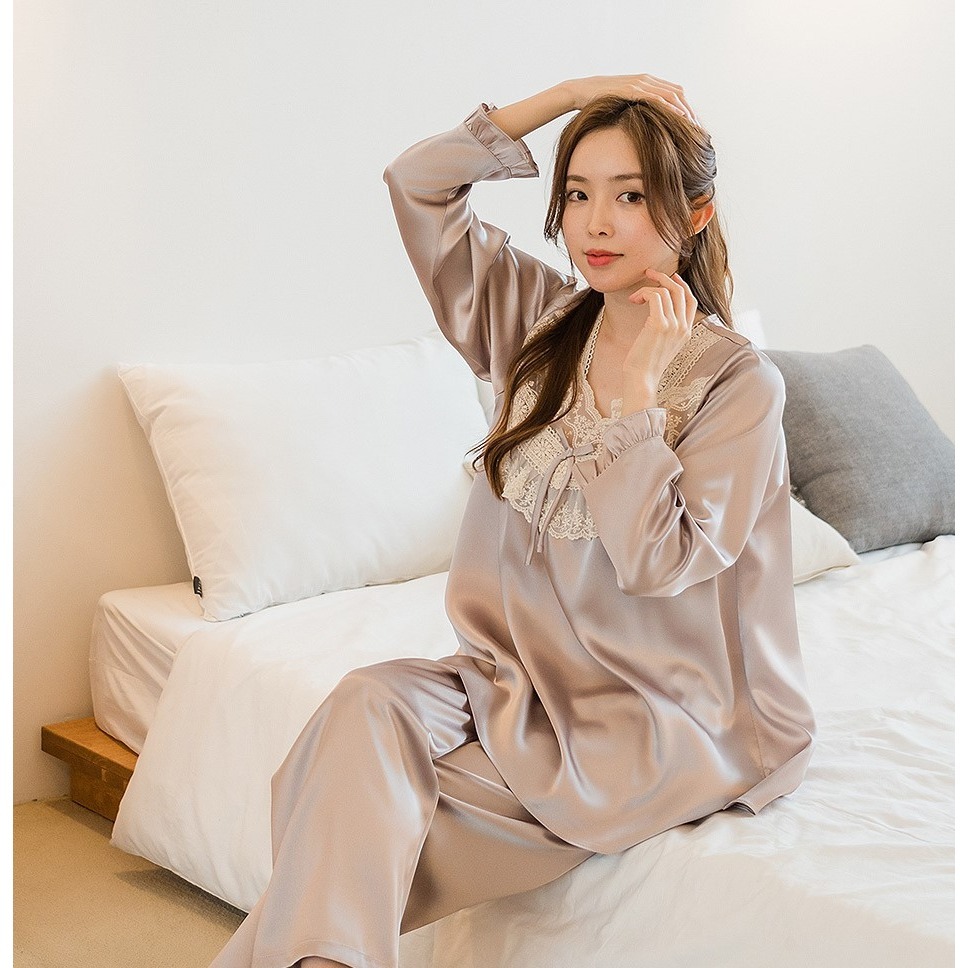 輕便水絲綢緞面睡衣套裝   ✧韓國𝓬𝓪𝓻𝓲𝓷𝓪✧-細節圖2