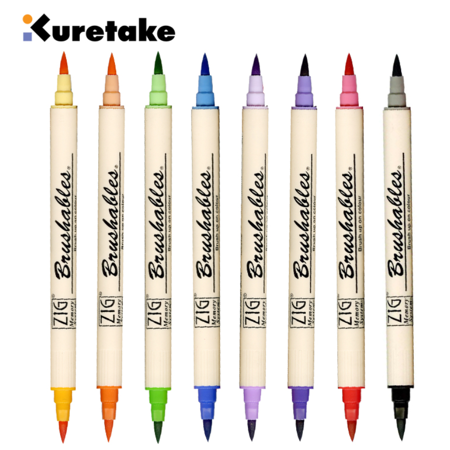 [布紙是朋友]吳竹 kuretake 軟頭筆 手帳筆 雙頭軟筆 雙色軟刷頭麥克筆 MS7700 單支-細節圖2