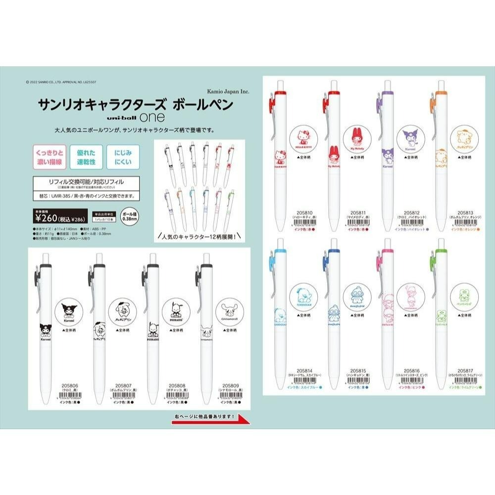 [布紙是朋友］三菱 uniball + sanrio三麗鷗聯名款 按壓式原子 0.38mm 按壓式原子筆 按動筆 中性筆-細節圖3