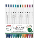 [布紙是朋友] 現貨 斑馬 ZEBRA CLICKART 按壓式水性彩色筆 按動筆 彩色筆 12色套組 手帳-規格圖7