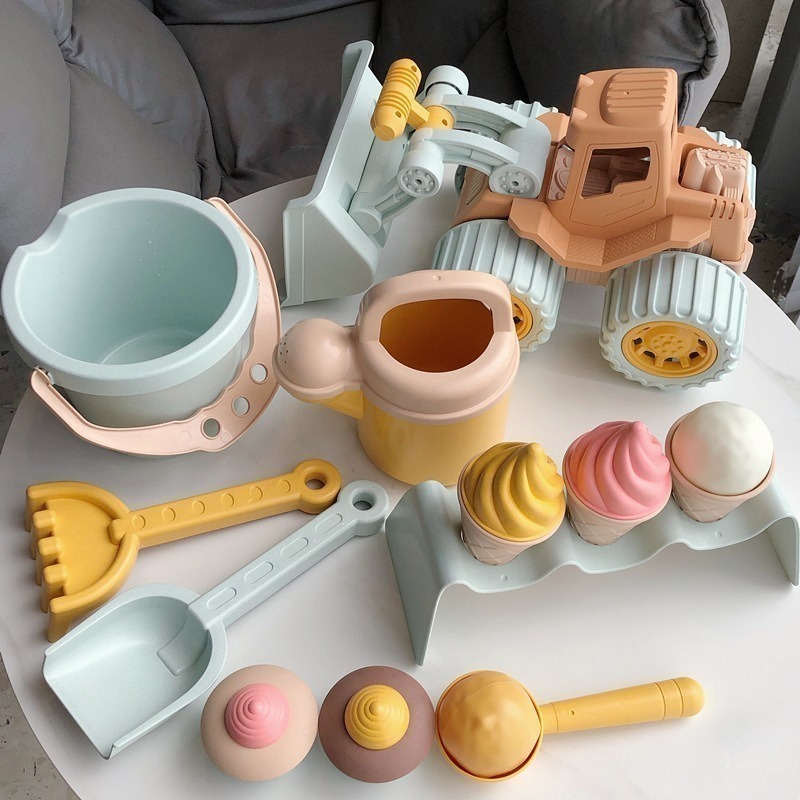 【覓寶】24小時出貨 沙灘玩具車 玩沙工具 挖沙玩具 北歐沙灘玩具組 兒童沙灘 沙坑玩具 小麥手拉車 冰淇淋 水桶-細節圖2