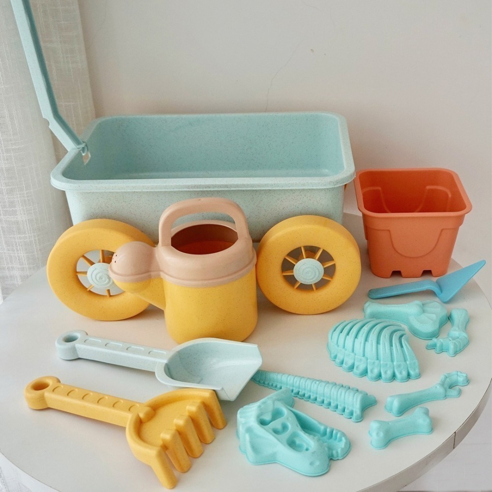 【覓寶】24小時出貨 沙灘玩具車 玩沙工具 挖沙玩具 北歐沙灘玩具組 兒童沙灘 沙坑玩具 小麥手拉車 冰淇淋 水桶-細節圖5