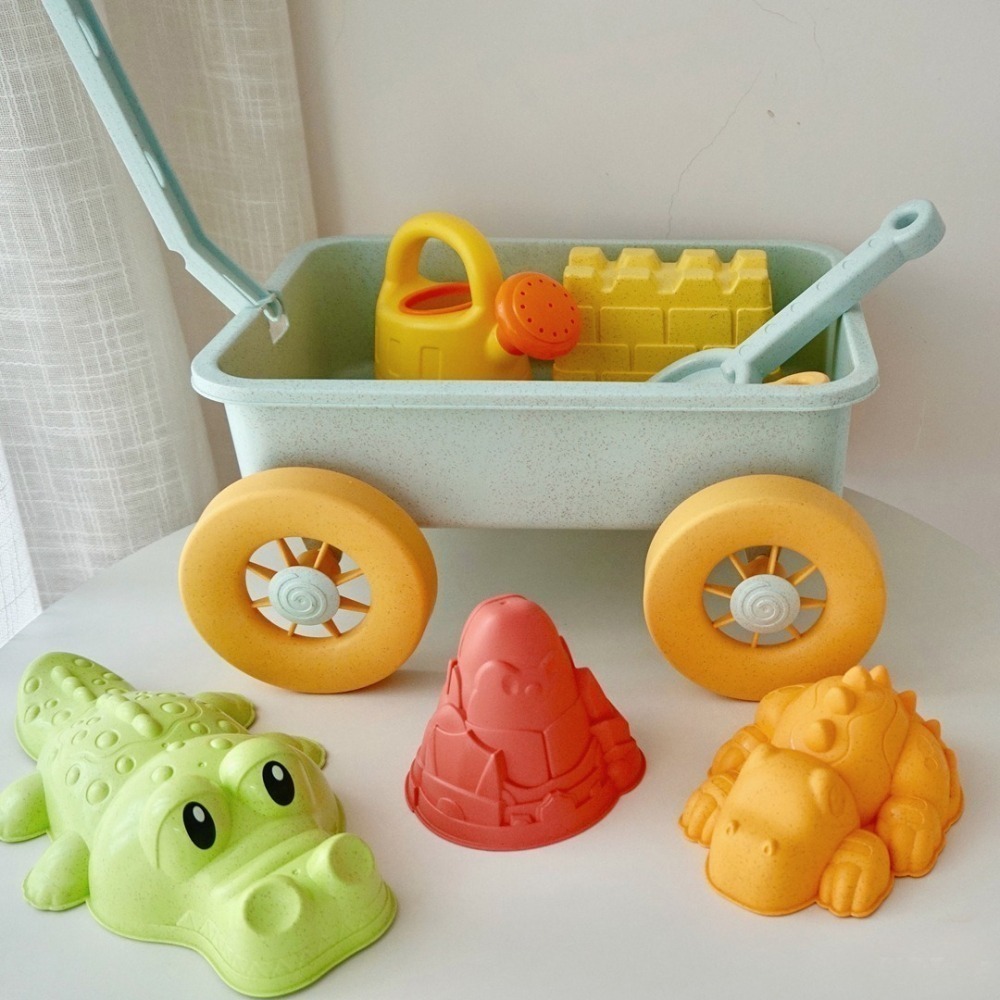 【覓寶】24小時出貨 沙灘玩具車 玩沙工具 挖沙玩具 北歐沙灘玩具組 兒童沙灘 沙坑玩具 小麥手拉車 冰淇淋 水桶-細節圖6