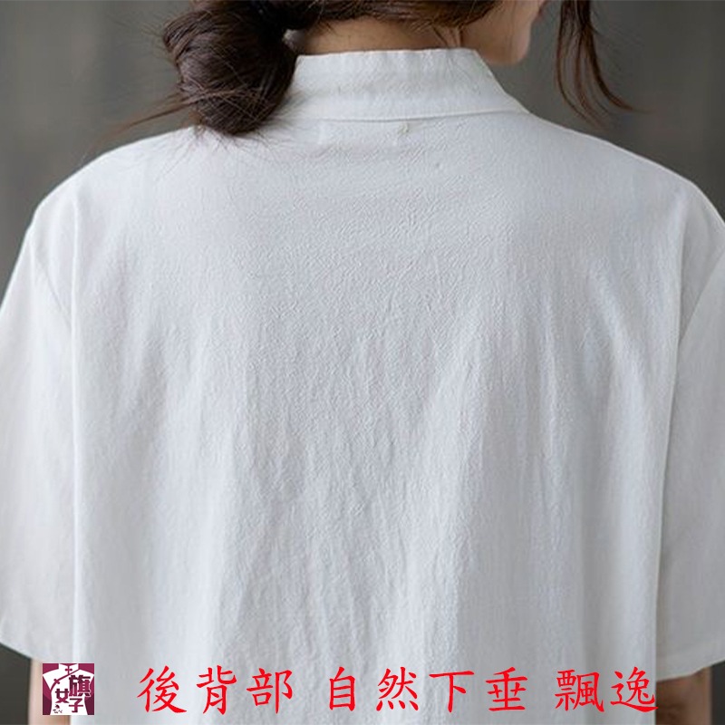 唐裝 旗袍 修道 禮佛 短袖襯衫 復古服裝-細節圖10