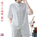 唐裝 旗袍 修道 禮佛 短袖襯衫 復古服裝-規格圖11