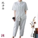 唐裝 旗袍 修道 禮佛 短袖襯衫 復古服裝-規格圖11