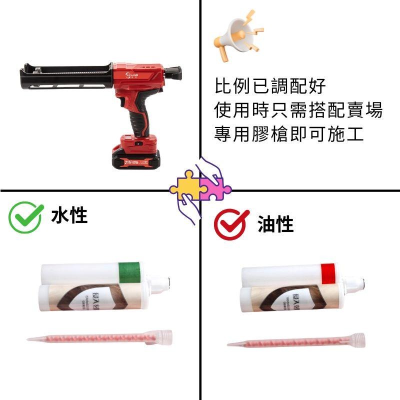 【聯韋樹脂】LE345-7 環氧樹脂AB膠 1:1封塞劑 400ml 膠槍 水性 補強 修補黏著劑 木材/金屬/塑膠-細節圖2