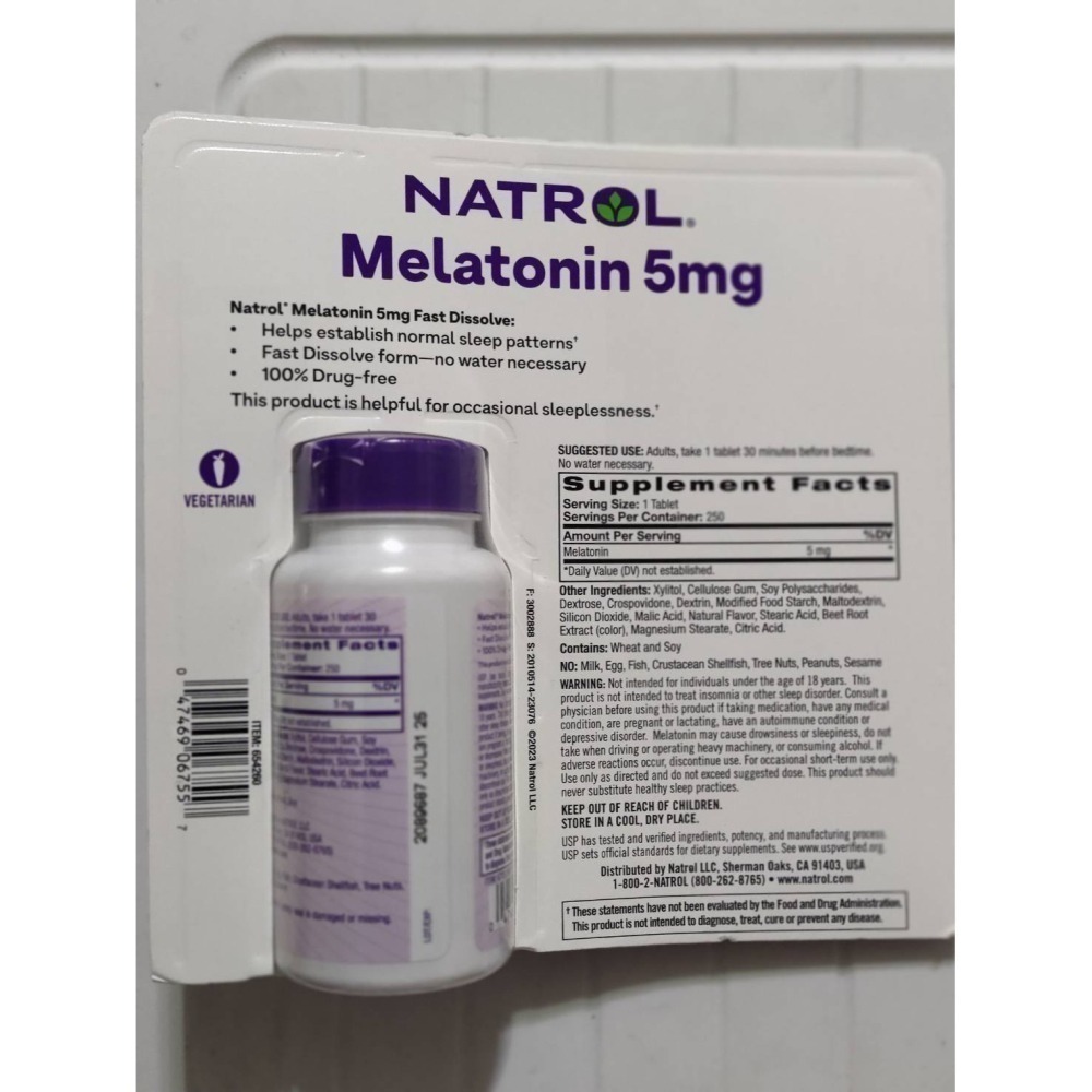 <最新效期現貨(2027/06)紙卡原裝>美國好市多Natrol ， 5 毫克，口含助眠草莓味速溶片，250 片-細節圖2