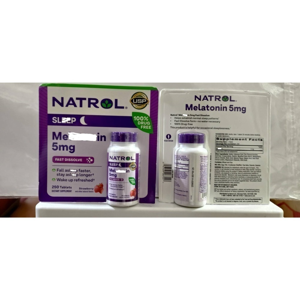 <最新效期現貨(2027/06)紙卡原裝>美國好市多Natrol ， 5 毫克，口含助眠草莓味速溶片，250 片-細節圖3