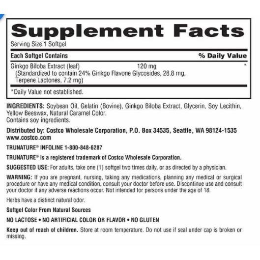 <現貨>Trunature Ginkgo Biloba 120mg 銀杏340 顆(2027/09)-細節圖5