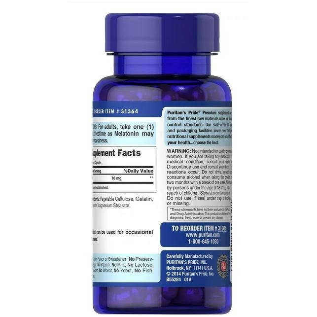 <現貨>高劑量低價 美國 Puritans Pride 超強力助久眠快速釋放膠囊，10 毫克，120 粒-細節圖2