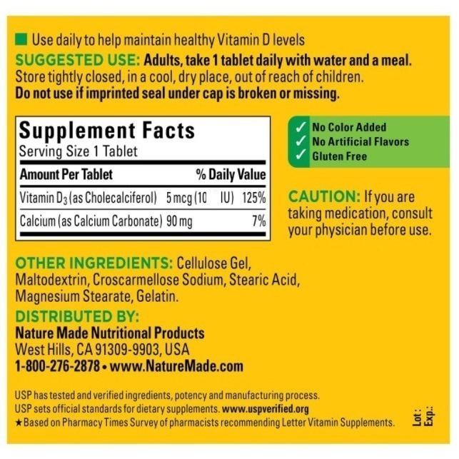 【現貨】萊萃美Nature Made 維他命D3-1000iu，錠劑350片，(效期2026/02)-細節圖3