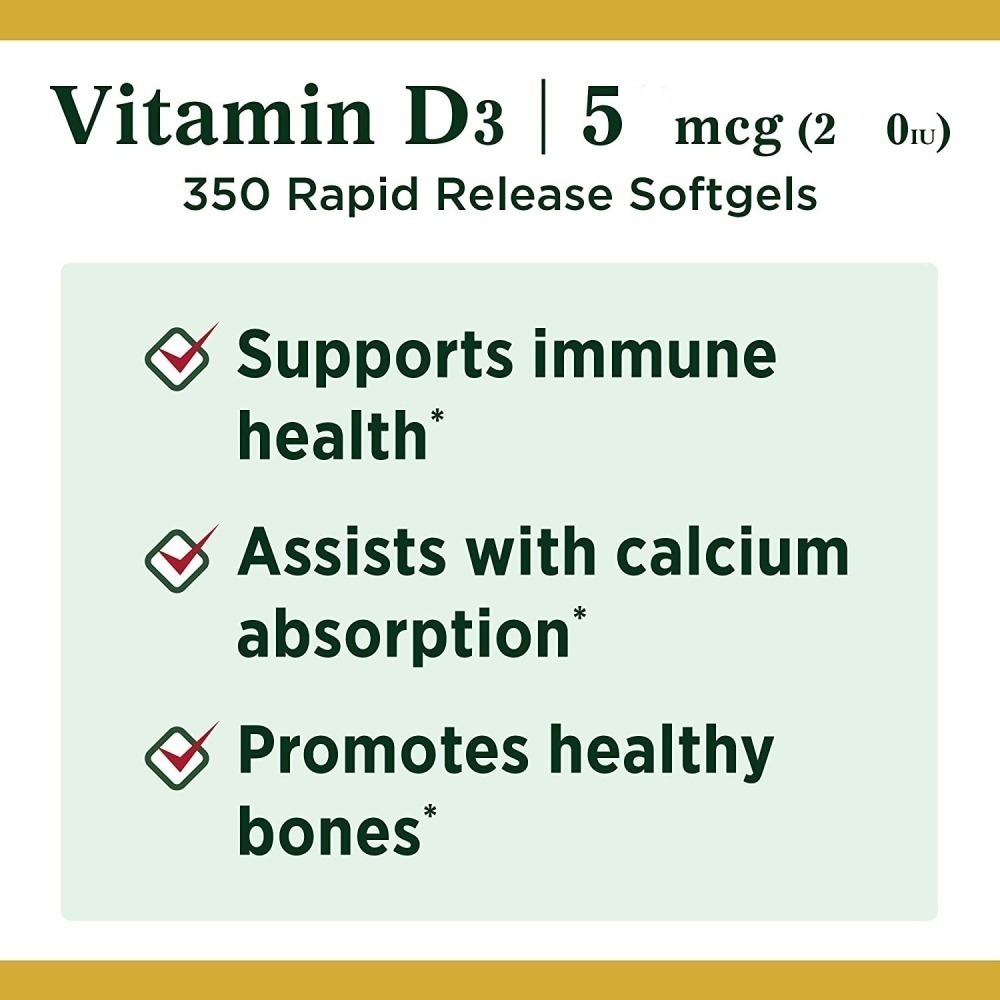 <現貨(2027/08)>美國自然之寶 Nature＇s Bounty 維他命D3-2000iu，350顆小膠囊-細節圖3