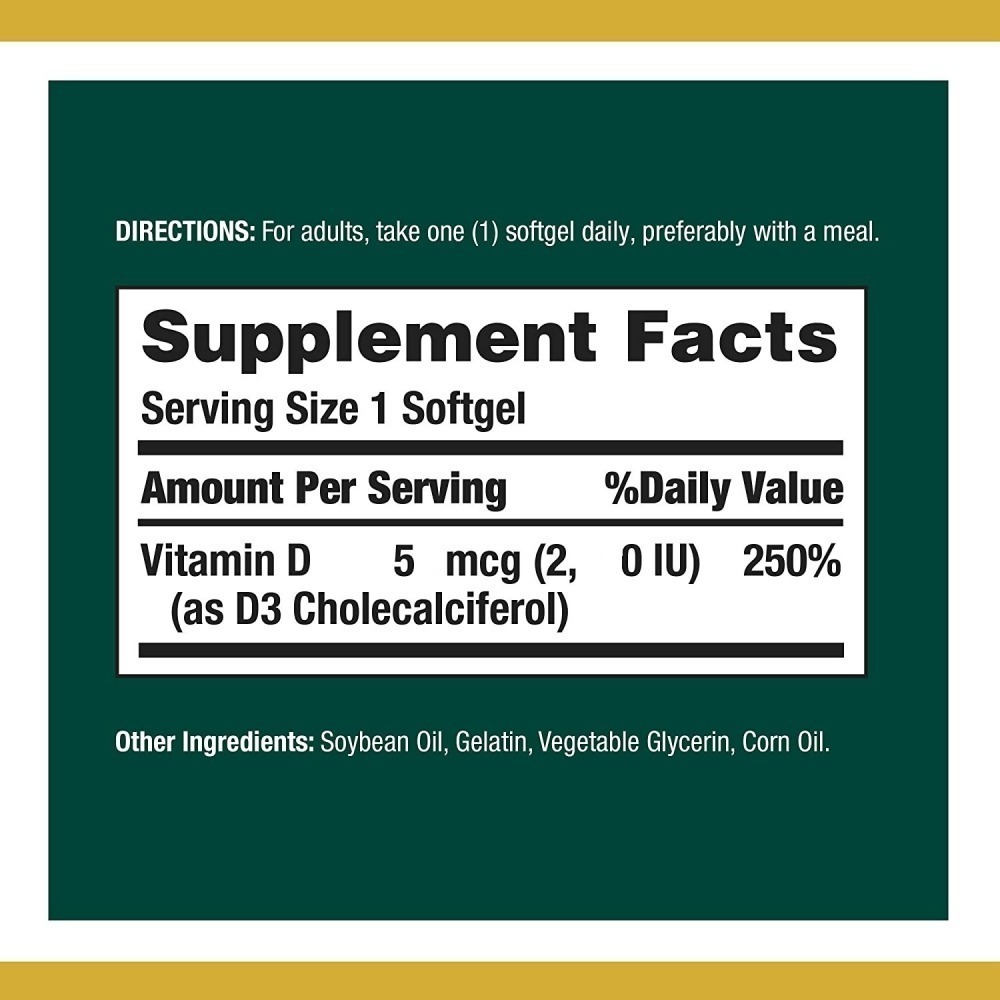 <現貨(2027/08)>美國自然之寶 Nature＇s Bounty 維他命D3-2000iu，350顆小膠囊-細節圖4